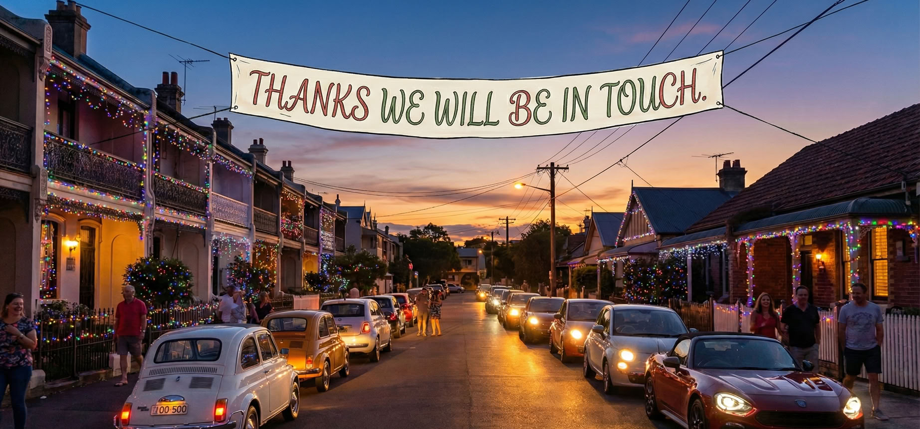 Christmas by Headlights 2025 - a festive car club cruise touring Christmas light displays starting in North Parramatta.