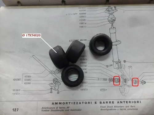 Fiat 128 sedan , 127,  131 outer sway bar bush (set of four) 4240587