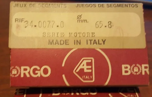 Fiat 850 , 850 sport,127 Piston ring set 65,8mm BORGO 34.0077.0 (0.8mm oversize)