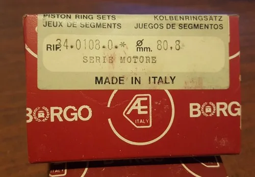 Fiat 124 sport 1400 / 1600 Piston ring set 80.8mm BORGO 34.0108.0 (0.8 oversize)