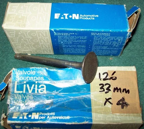 Fiat 500 /126 inlet valves (33 x 8 x 115.5) set of 2 Genuine Fiat / Livia