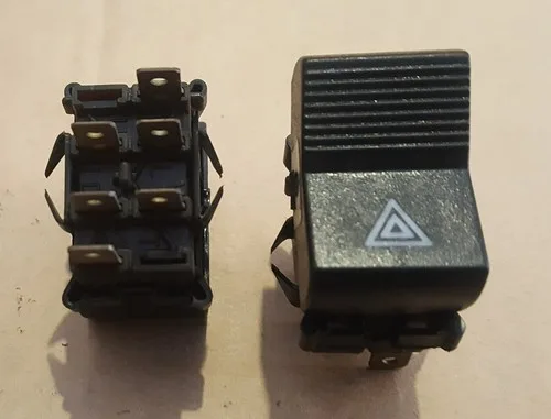 Fiat Hazard switch 132 2000 , 127 , 124 2 pos 6 pin 4394831 BLACK