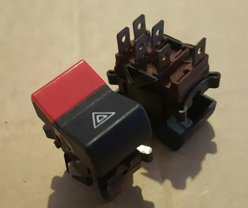 Fiat Hazard switch 131 , 132 127 2 pos 6 pin 4241866 BLACK / INDICATOR